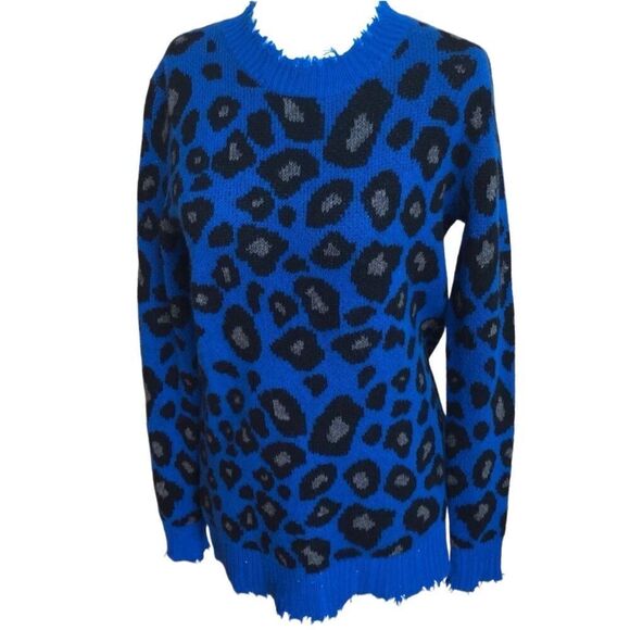 Never Worn - Aqua Cashmere Distressed Cashmere Crewneck Sweater in Cobalt Blue w - Picture 1 of 2